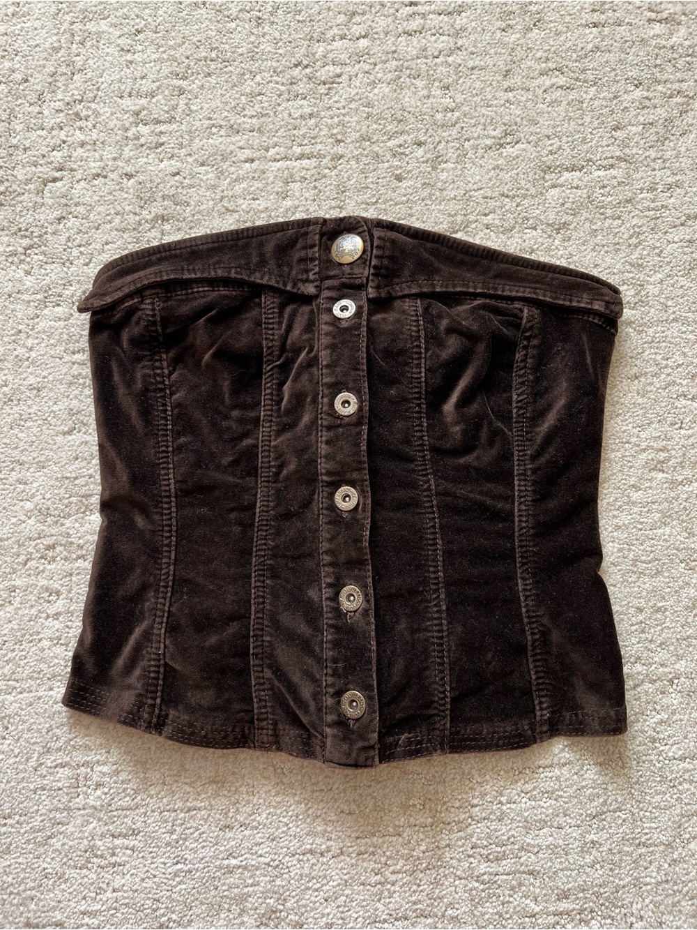 2000s Brown Corduroy Corset